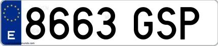 Ejemplo de matrícula española 8663 GSP