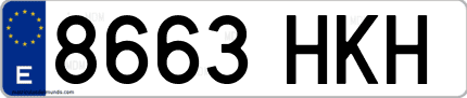Ejemplo de matrícula de coche ordinaria 8663 HKH