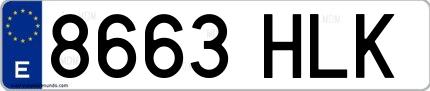 Ejemplo de matrícula española 8663 HLK