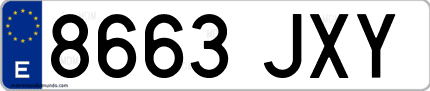 Ejemplo de matrícula de coche ordinaria 8663 JXY