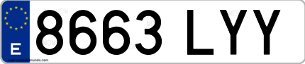 Ejemplo de matrícula de coche ordinaria 8663 LYY