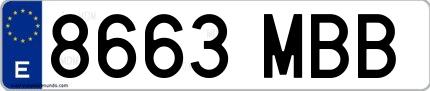 Ejemplo de matrícula española 8663 MBB