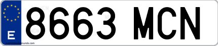Ejemplo de matrícula de coche ordinaria 8663 MCN