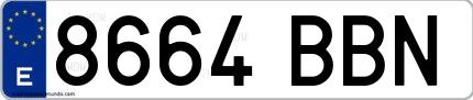 Ejemplo de matrícula española 8664 BBN