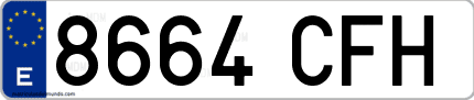 Ejemplo de matrícula de coche ordinaria 8664 CFH