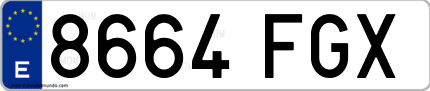 Ejemplo de matrícula de coche ordinaria 8664 FGX