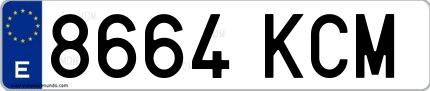 Ejemplo de matrícula española 8664 KCM