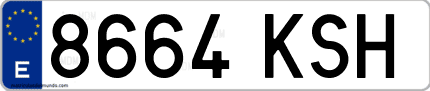 Ejemplo de matrícula de coche ordinaria 8664 KSH