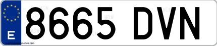 Ejemplo de matrícula española 8665 DVN