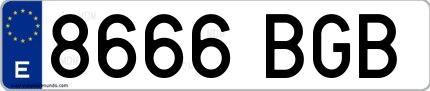 Ejemplo de matrícula española 8666 BGB