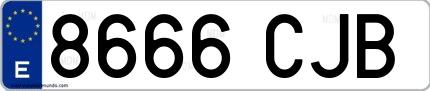 Ejemplo de matrícula española 8666 CJB