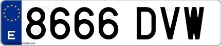 Ejemplo de matrícula española 8666 DVW