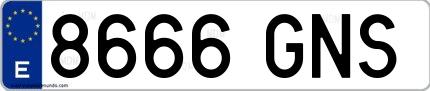 Ejemplo de matrícula española 8666 GNS