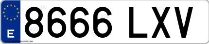 Ejemplo de matrícula española 8666 LXV