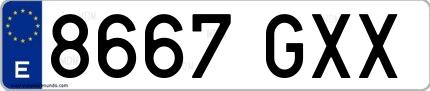 Ejemplo de matrícula española 8667 GXX