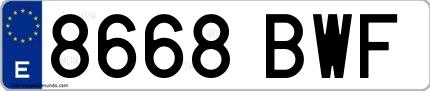Ejemplo de matrícula española 8668 BWF