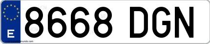 Ejemplo de matrícula española 8668 DGN