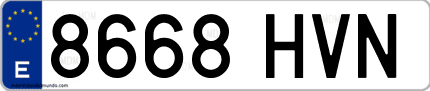 Ejemplo de matrícula de coche ordinaria 8668 HVN