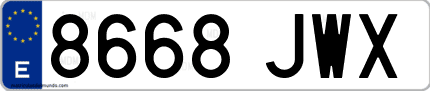 Ejemplo de matrícula de coche ordinaria 8668 JWX