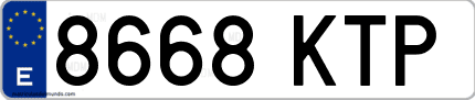 Ejemplo de matrícula de coche ordinaria 8668 KTP