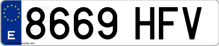 Ejemplo de matrícula de coche ordinaria 8669 HFV