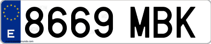 Ejemplo de matrícula de coche ordinaria 8669 MBK