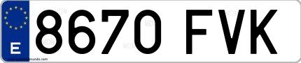 Ejemplo de matrícula española 8670 FVK