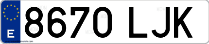 Ejemplo de matrícula de coche ordinaria 8670 LJK