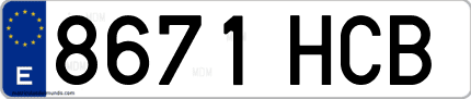 Ejemplo de matrícula de coche ordinaria 8671 HCB