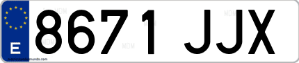 Ejemplo de matrícula de coche ordinaria 8671 JJX