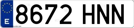 Ejemplo de matrícula española 8672 HNN