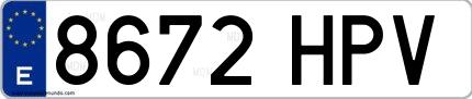 Ejemplo de matrícula española 8672 HPV