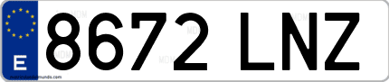 Ejemplo de matrícula de coche ordinaria 8672 LNZ