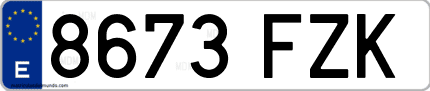 Ejemplo de matrícula de coche ordinaria 8673 FZK