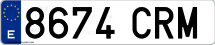 Ejemplo de matrícula de coche ordinaria 8674 CRM