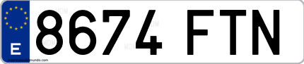 Ejemplo de matrícula de coche ordinaria 8674 FTN