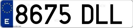 Ejemplo de matrícula española 8675 DLL