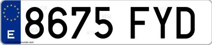 Ejemplo de matrícula española 8675 FYD