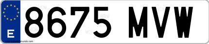 Ejemplo de matrícula española 8675 MVW