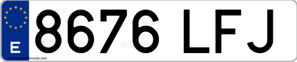 Ejemplo de matrícula de coche ordinaria 8676 LFJ