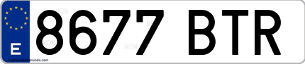 Ejemplo de matrícula de coche ordinaria 8677 BTR