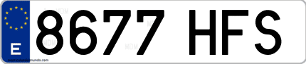 Ejemplo de matrícula de coche ordinaria 8677 HFS