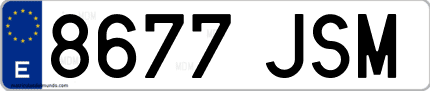 Ejemplo de matrícula de coche ordinaria 8677 JSM