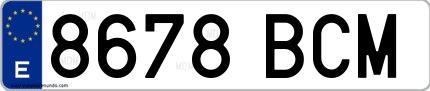 Ejemplo de matrícula española 8678 BCM