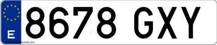 Ejemplo de matrícula de coche ordinaria 8678 GXY