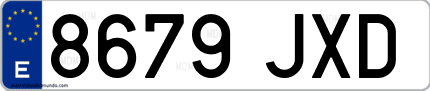 Ejemplo de matrícula de coche ordinaria 8679 JXD