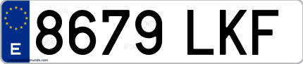 Ejemplo de matrícula de coche ordinaria 8679 LKF