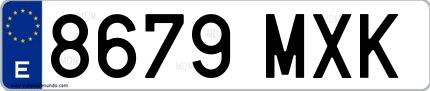 Ejemplo de matrícula española 8679 MXK