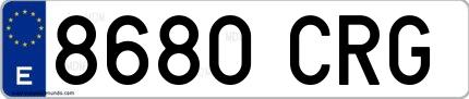 Ejemplo de matrícula española 8680 CRG