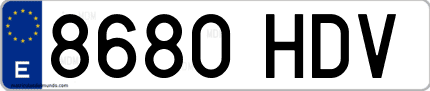 Ejemplo de matrícula de coche ordinaria 8680 HDV